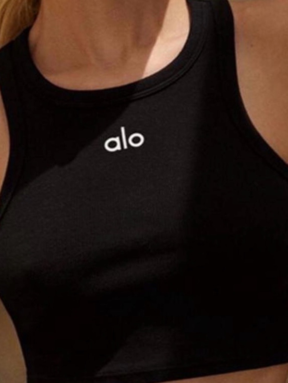 ALO Yoga Black Crop Tank Top
